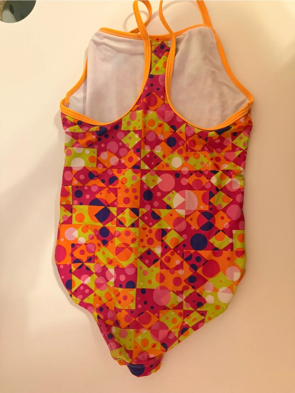 Speedo Girls Neon Geo One-Piece Swimsuit - Pink, Orange, Lime